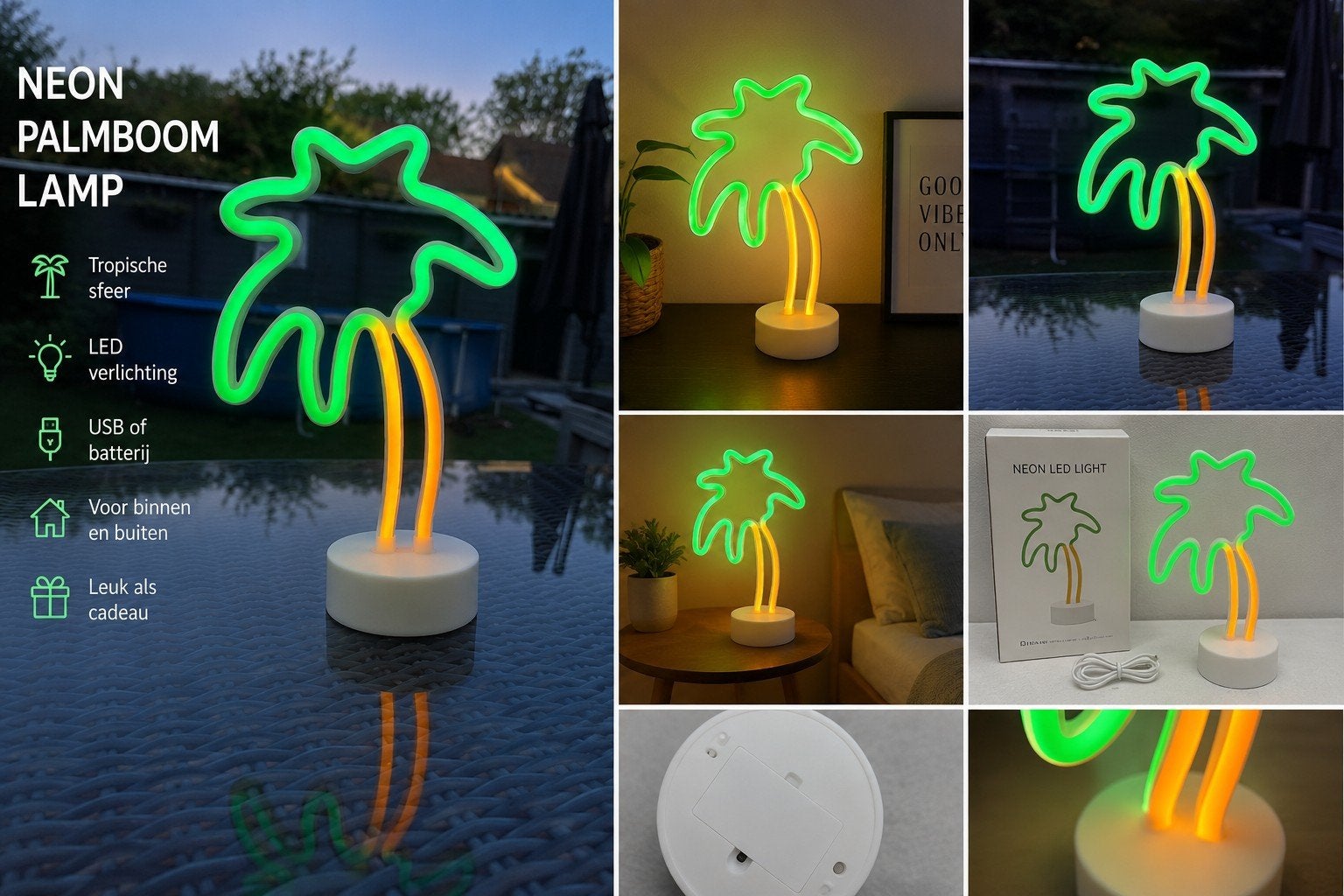 ️Tropische Neon Palmboom Lamp - Sfeervolle Eye-Catcher!, Ophalen of Verzenden