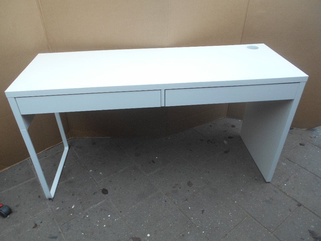 net IKEA Micke wit bureau met 2 lade BR.D.H 142x50x75cm, Ophalen, Overige typen, Gebruikt, 50 cm