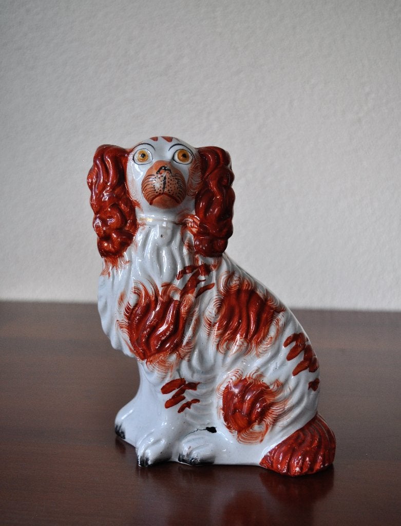 Oud Beeldje Kasthond Hond Staffordshire Spaniel 19 cm, Ophalen