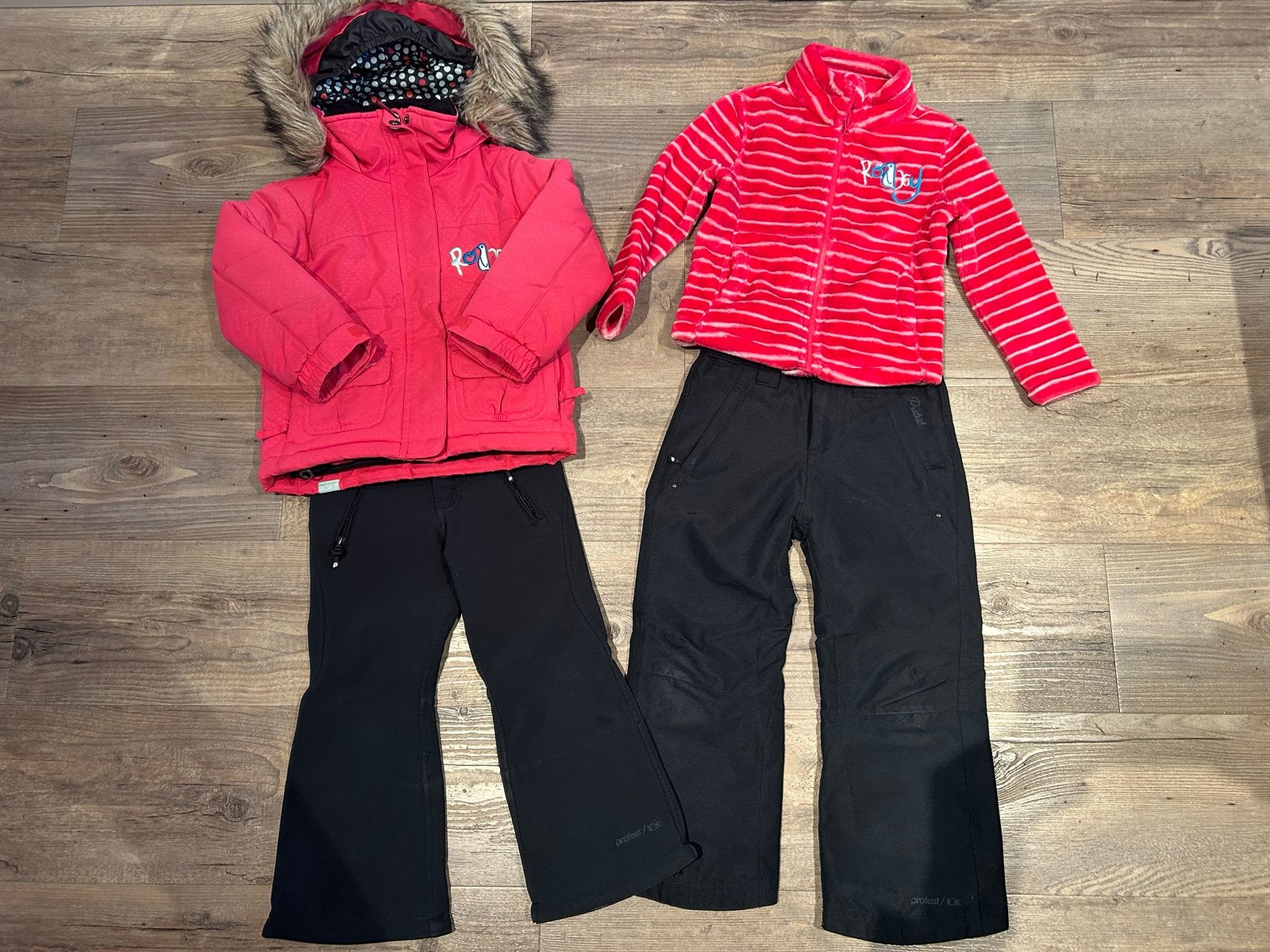 Roxy ski jas en vest 3 jaar 2 x Protest skibroek maat 104, Ophalen, Gebruikt, Meisje