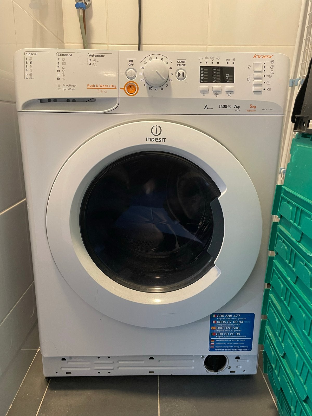 Gratis indicit Wasmachine, Ophalen, Gebruikt, Voorlader, 85 tot 90 cm