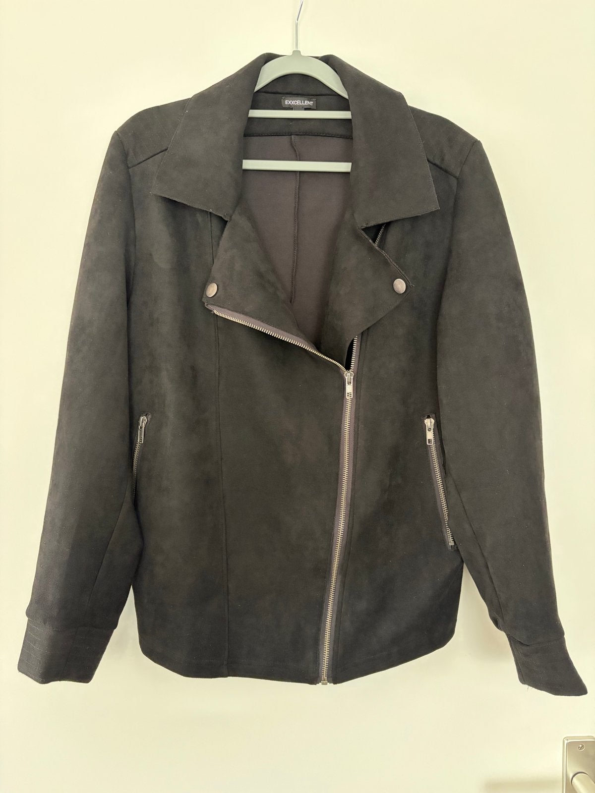 Exxcellent Suedelook Bikerjack Maat 46 Zwart, Kleding | Dames, Zwart, Maat 46/48 (XL) of groter, Ophalen of Verzenden, Zo goed als nieuw