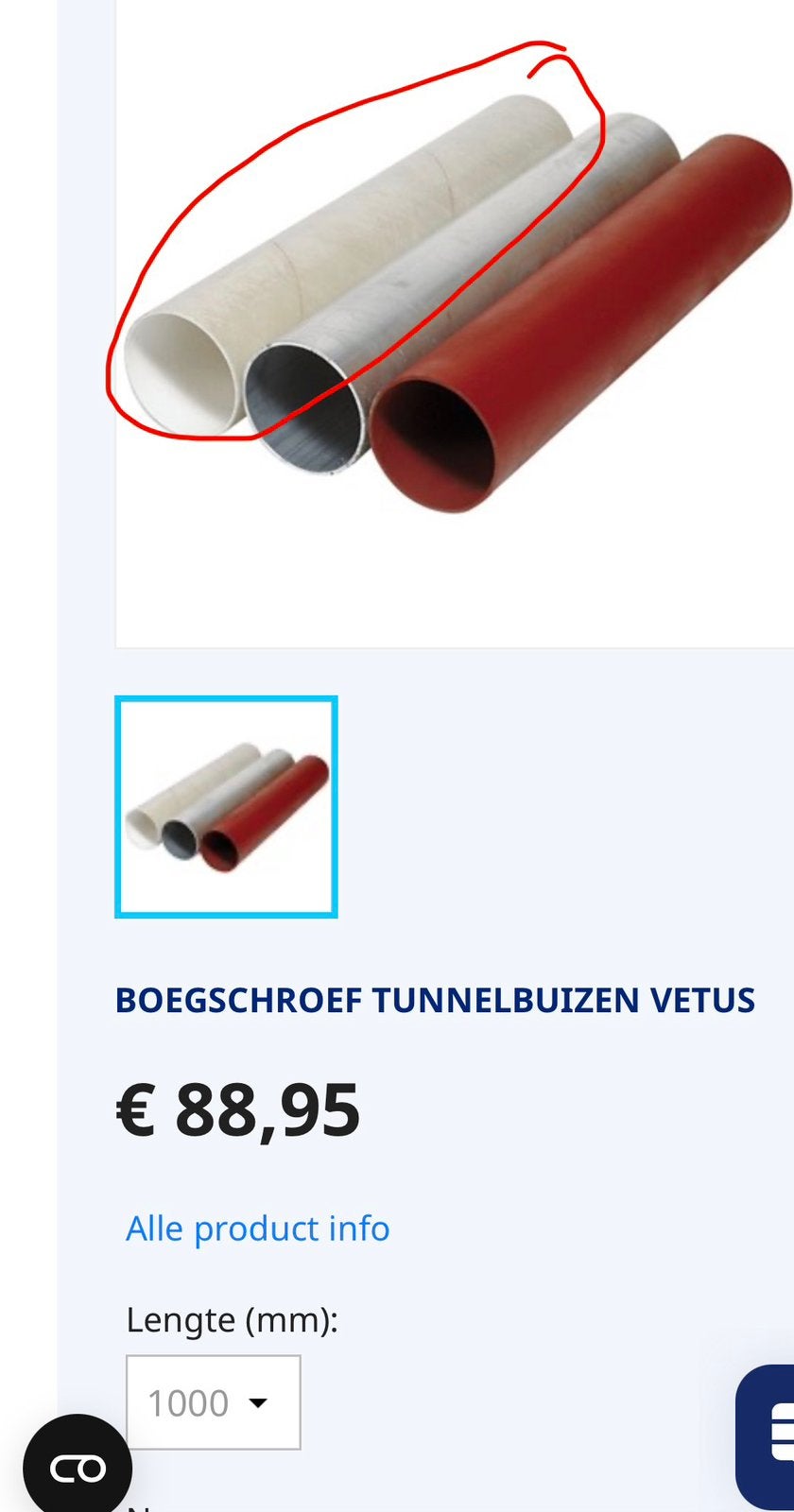 Vetus Boegschroeftunnel polyester 1 meter doorsnede 110mm, Ophalen, Nieuw, Motor en Techniek