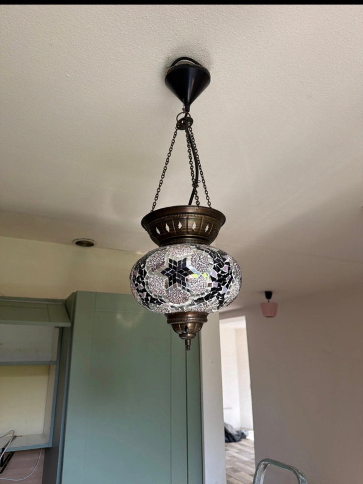 Prachtige Turkse Mozaïek Hanglamp - Handgemaakt, Ophalen of Verzenden, Zo goed als nieuw, Glas, E27 (groot)