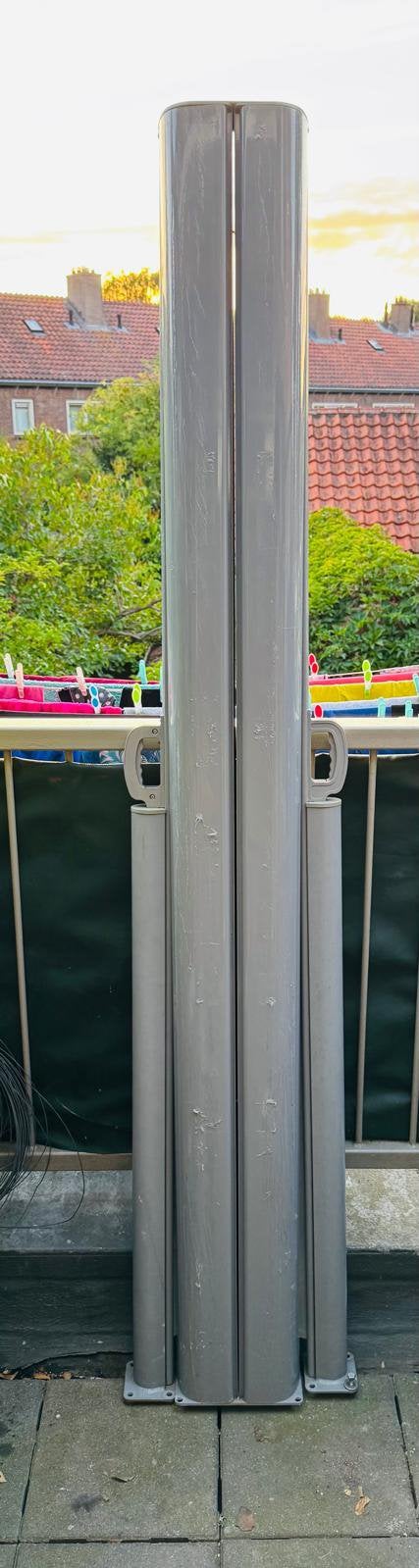 Ecake dubbelzijdig uitschuifbaar windscherm, Aluminium, Ophalen of Verzenden, Zo goed als nieuw, 200 cm of meer