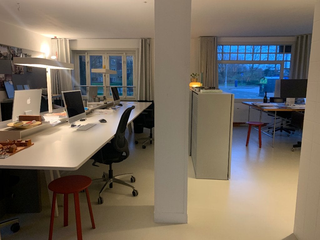 Vitra Joyn bureau eiland 180 x 360 cm (incl. verlichting), Ophalen, Overige typen, Gebruikt, Hout