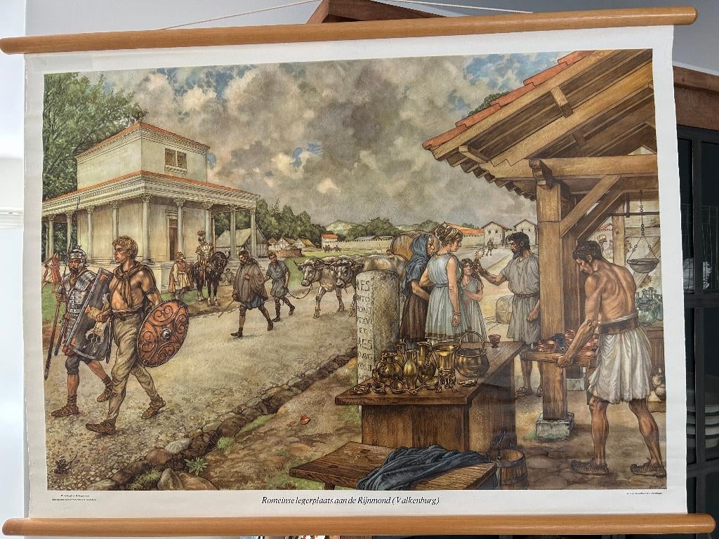 Romeinse legerplaats aan den Rijnmond, Antiek en Kunst, Antiek | Schoolplaten, Ophalen of Verzenden, Geschiedenis
