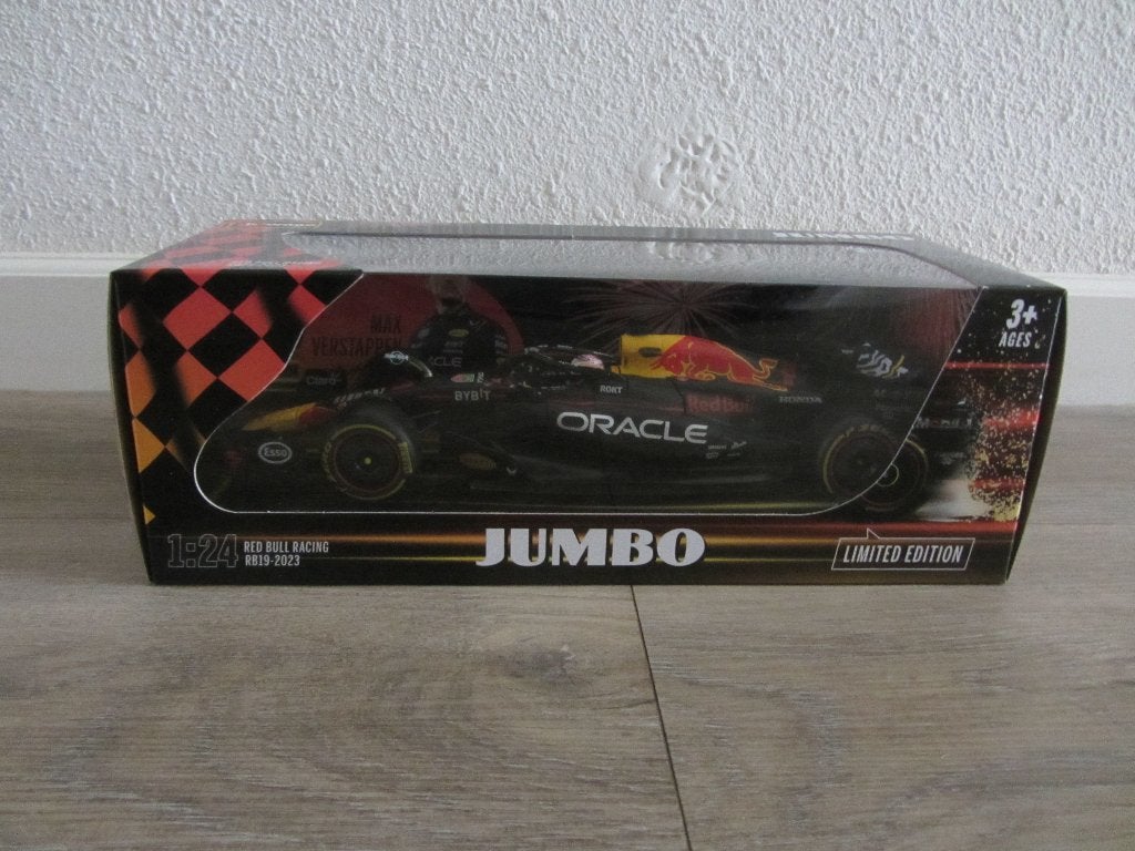 Max Verstappen Red Bull Racing RB19 (Jumbo) 2023, Hobby en Vrije tijd, Modelauto's | 1:24, Ophalen of Verzenden, Nieuw, Auto, Bburago