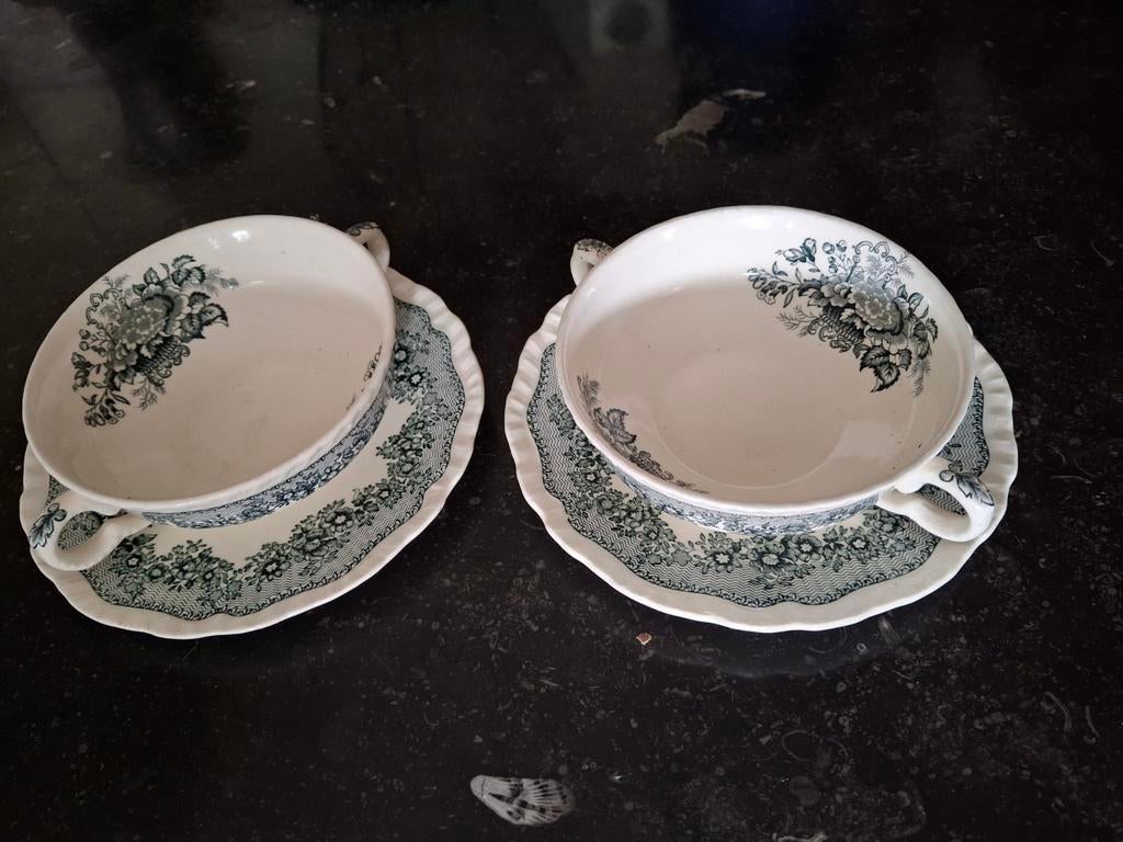 Mason's Ironstone "Ascot" Soepkommen met Schotels (2 stuks), Ophalen of Verzenden