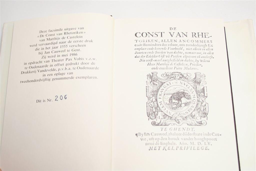 Const Rhetoriken — Facsimile 1555 — Genummerd Opl. 250, Ophalen of Verzenden