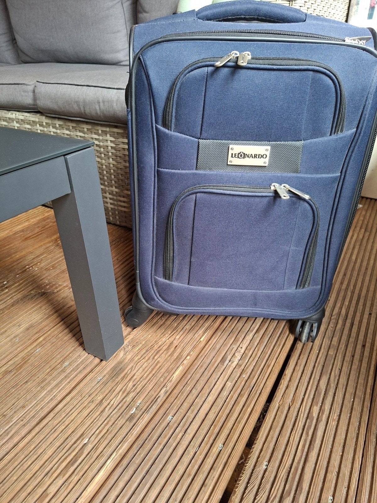 Leonardo reiskoffer met wieltjes en uitschuifbaar handvat, Ophalen, 20 tot 30 cm, Blauw, Zo goed als nieuw