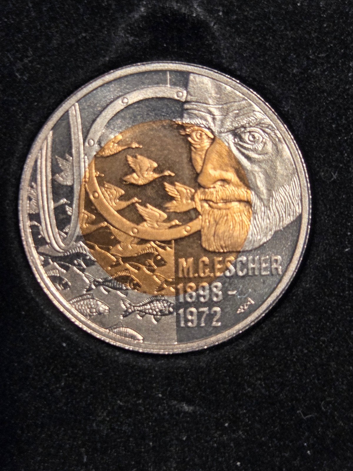 Zilveren 10 Euro M.C. Escher munt 1998 - Fleur de Coin, Koningin Beatrix, Zilver, Euro's, Ophalen of Verzenden