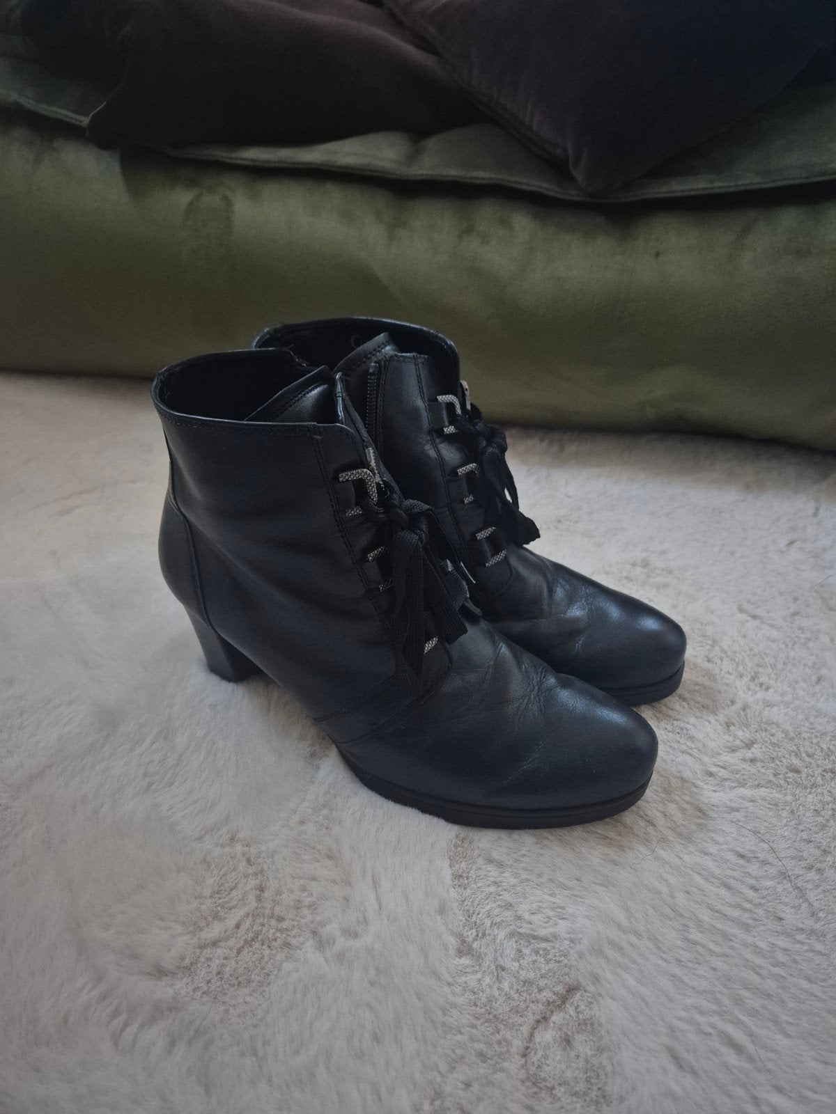 Gabor veterlaarsjes maat 40.5, echt leer, zwart, Kleding | Dames, Zwart, Lage of Enkellaarzen, Gabor, Ophalen of Verzenden
