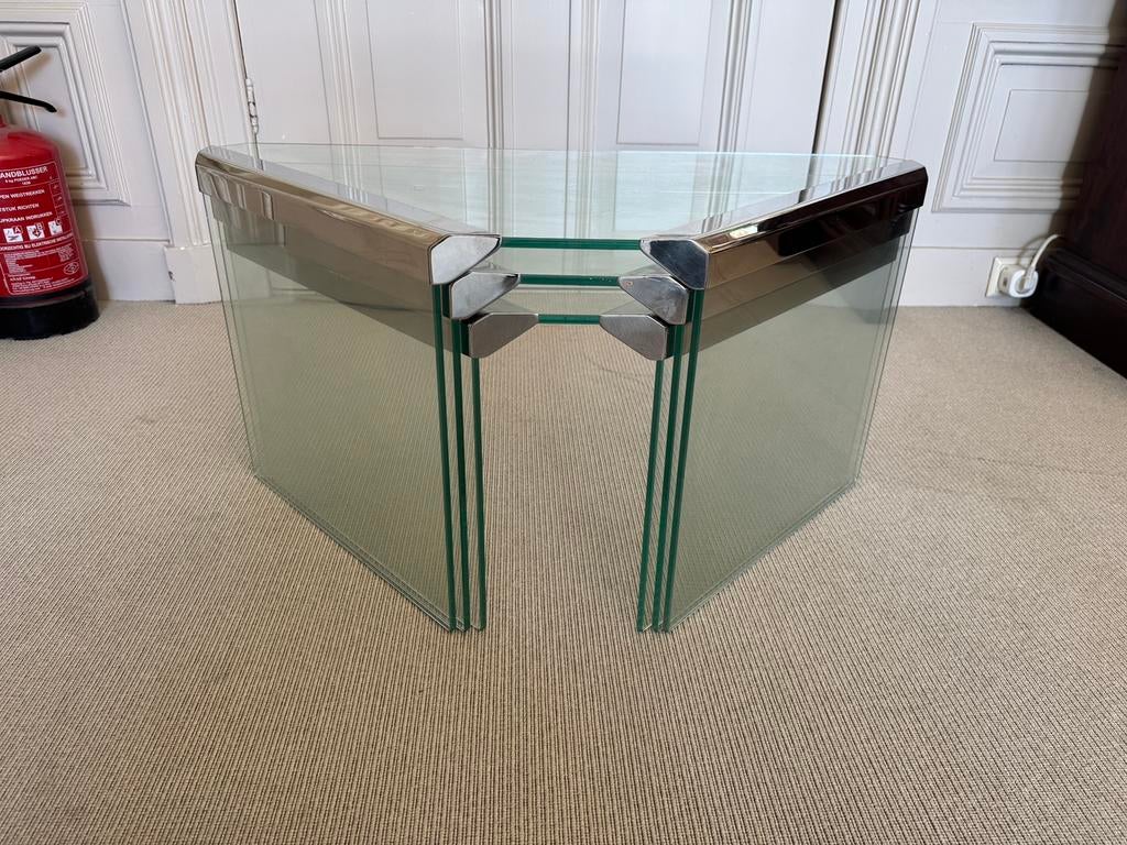 MIMI-set bijzettafels Design Glas Chrome Gallotti & Radice, Ophalen, Gebruikt