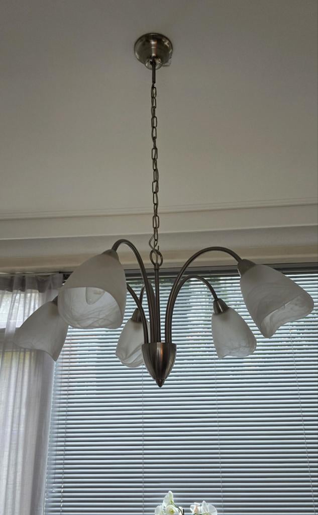 Mooie hanglamp, Huis en Inrichting, Lampen | Kroonluchters, Ophalen, Gebruikt, Glas, Old-school