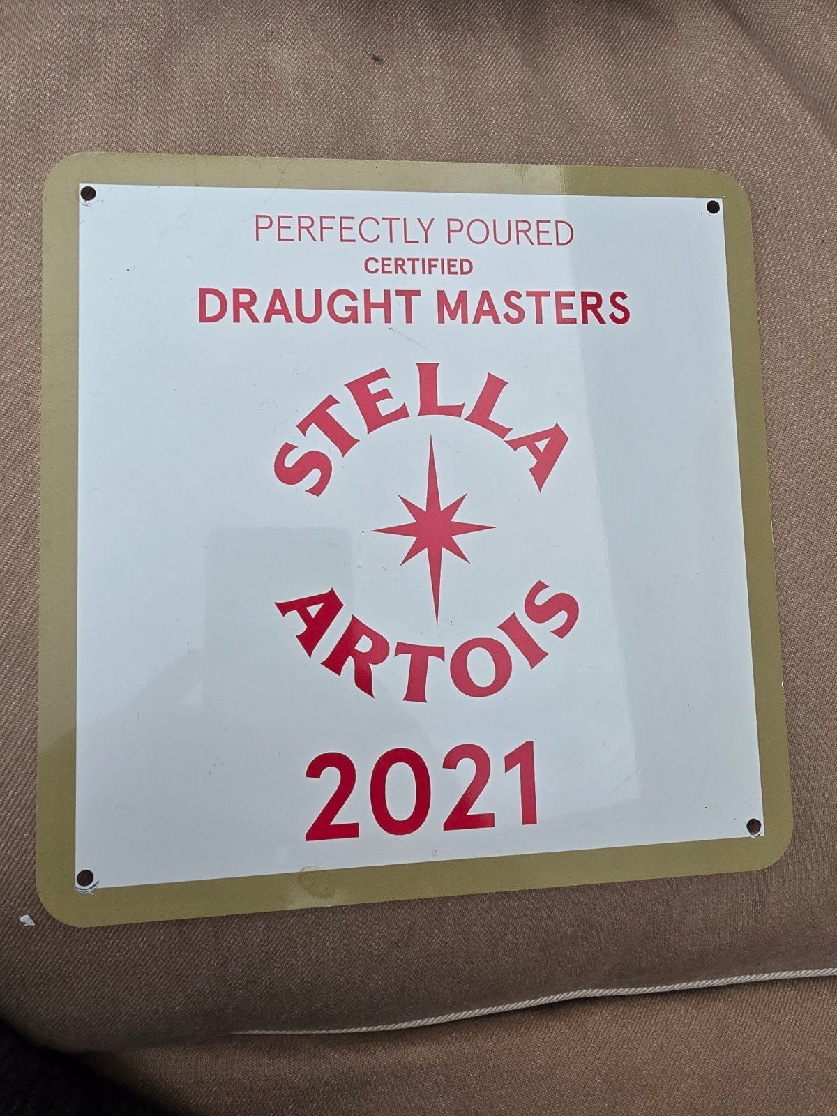 Stella Artois Certified Draught Masters 2021 Plaat, Antiek en Kunst, Ophalen of Verzenden