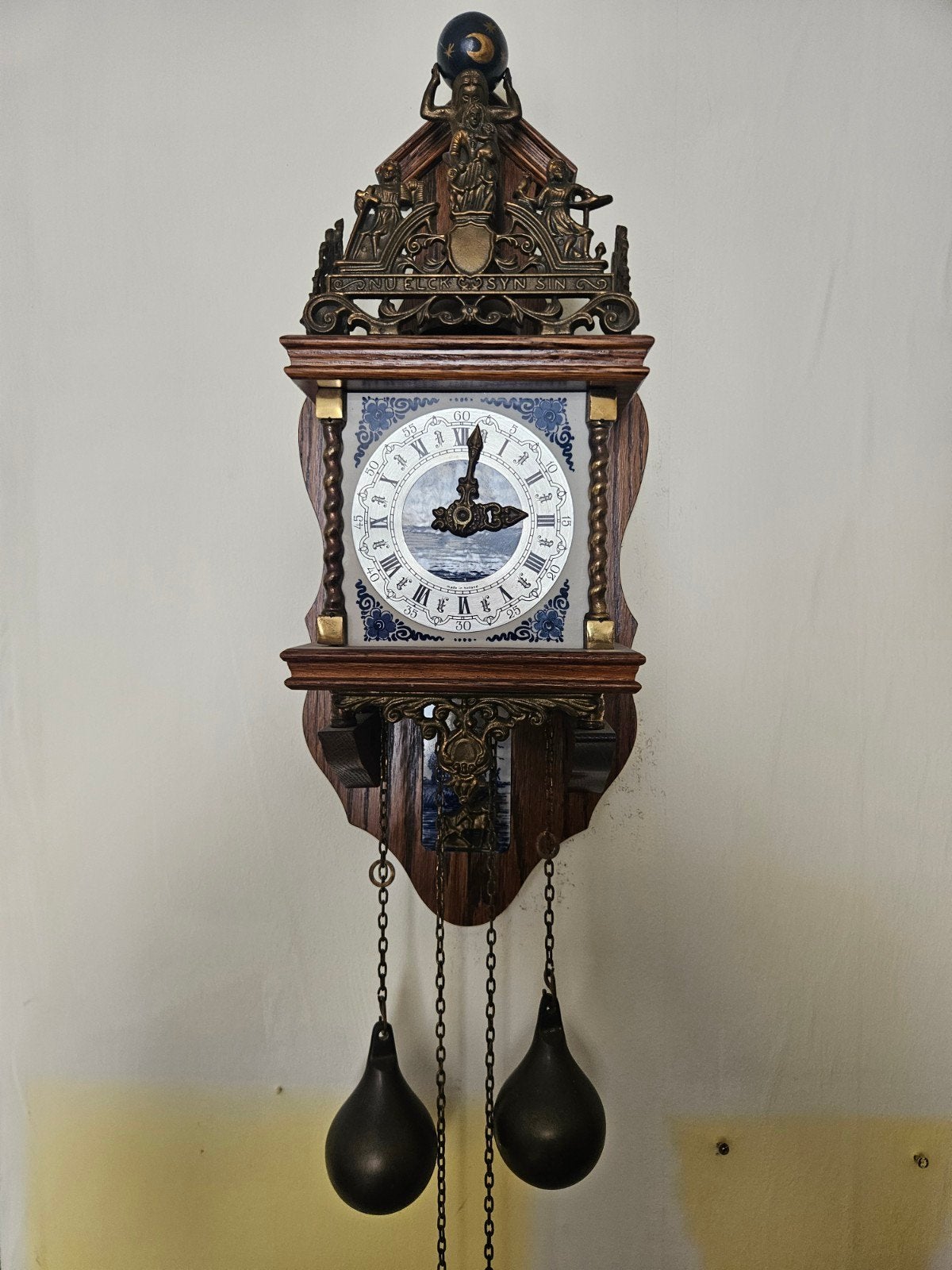 Werkende Zaanse Klok - Delfts Blauw - 50x20x13 cm, Antiek en Kunst, Ophalen