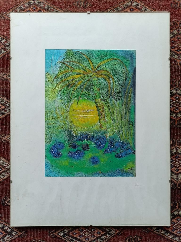 Ulrike Dollmann - Abstracte print met palmboom, Ophalen