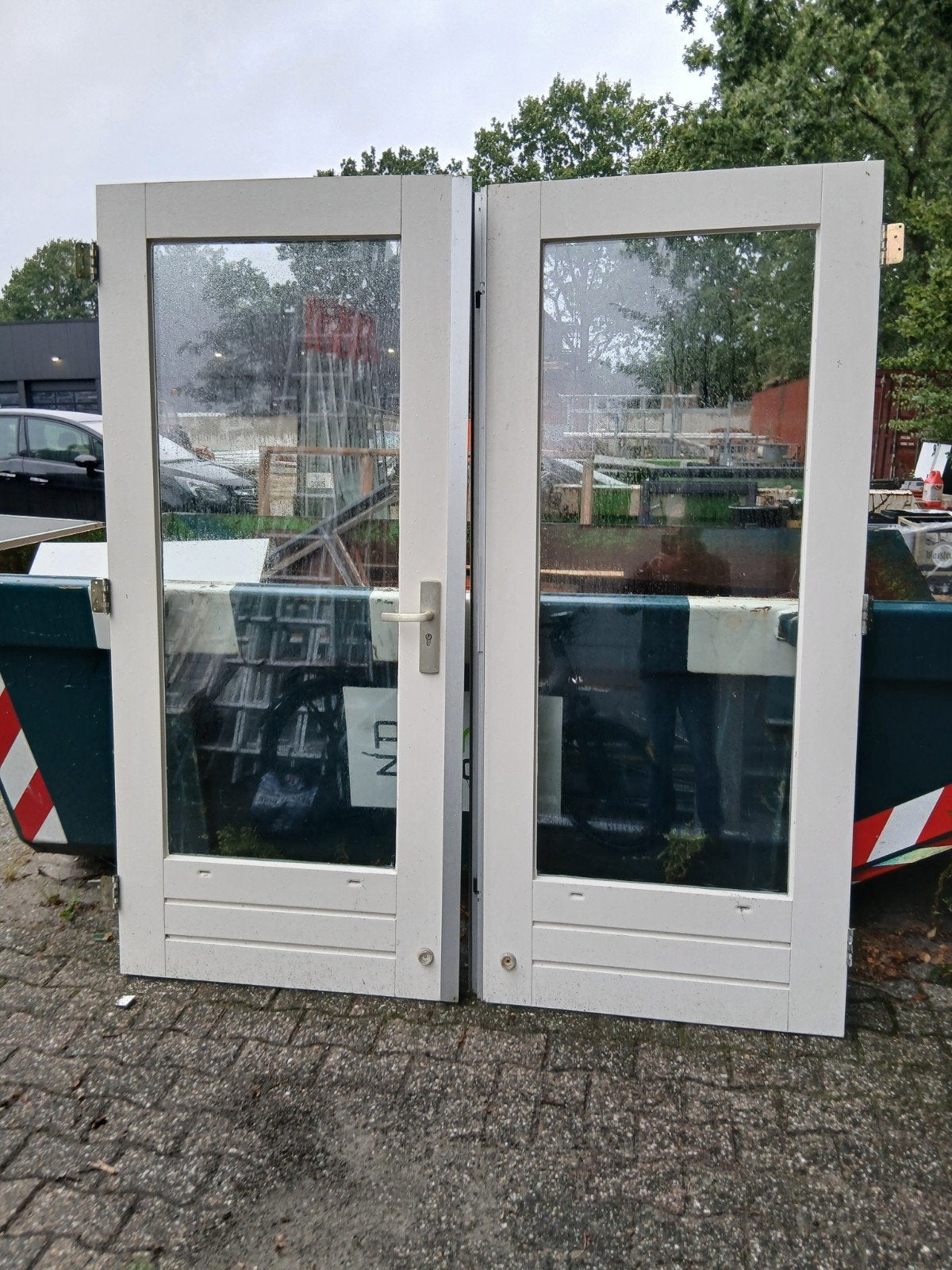 terras balkondeuren openslaande, Deurkozijn, Zo goed als nieuw, 150 tot 225 cm, Hout