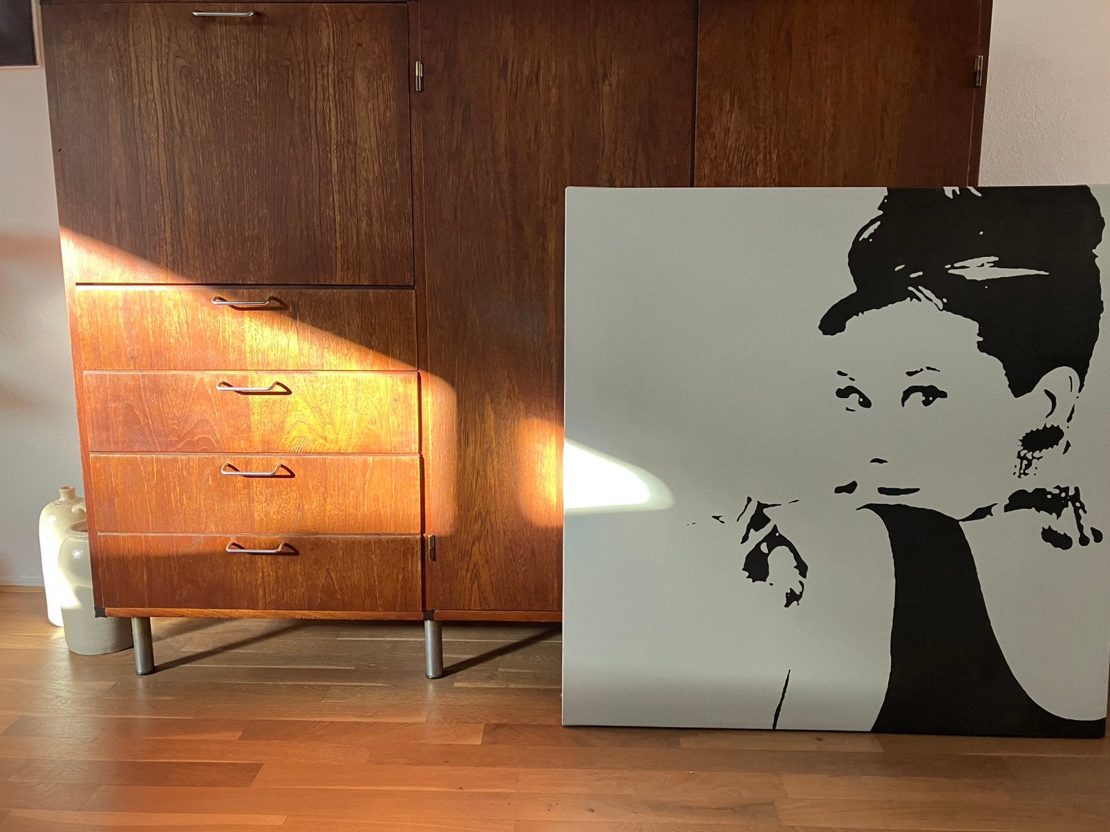 Schilderij canvas print Audrey Hepburn 90x90, Ophalen, Print, Op houten frame, Portret
