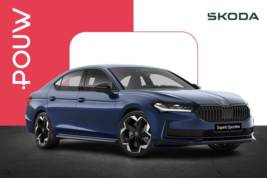 Skoda Superb 1.5 TSI 272pk PHEV Sportline Business | 19" Vel, Auto's, Skoda, 12 maanden, 1498 cc, 4 cilinders, Blauw