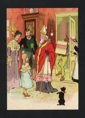 Sinterklaas Sint Nikolaas en zijn Knecht, Jan Schenkman., Ophalen of Verzenden, 1980 tot heden, Ongelopen, Feest(dag)