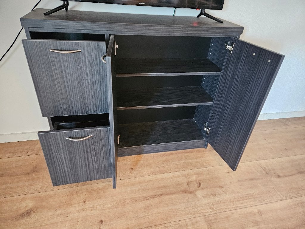 Antraciet smalle opbergkast / functionele sidetable, Ophalen, Gebruikt