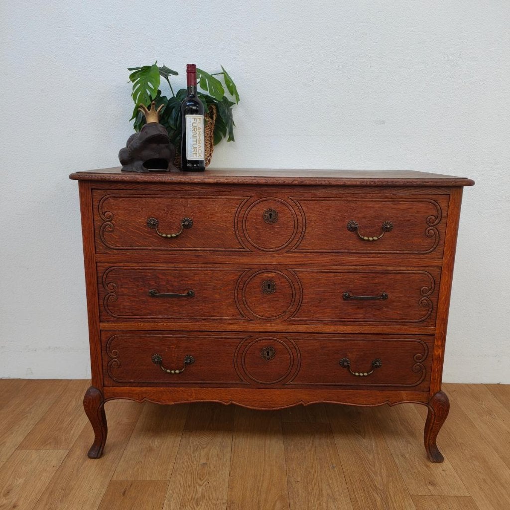 Vintage Queen Ann ladekast commode dressoir ladekastje 405, Valkenswaard, Gebruikt, Info@flashbackfurniture.nl, Eikenhout