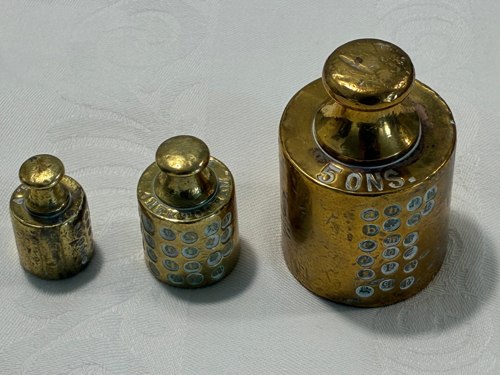Antieke knopgewichten / ijkgewichten vol met  ijkmerken!, Antiek en Kunst, Ophalen of Verzenden
