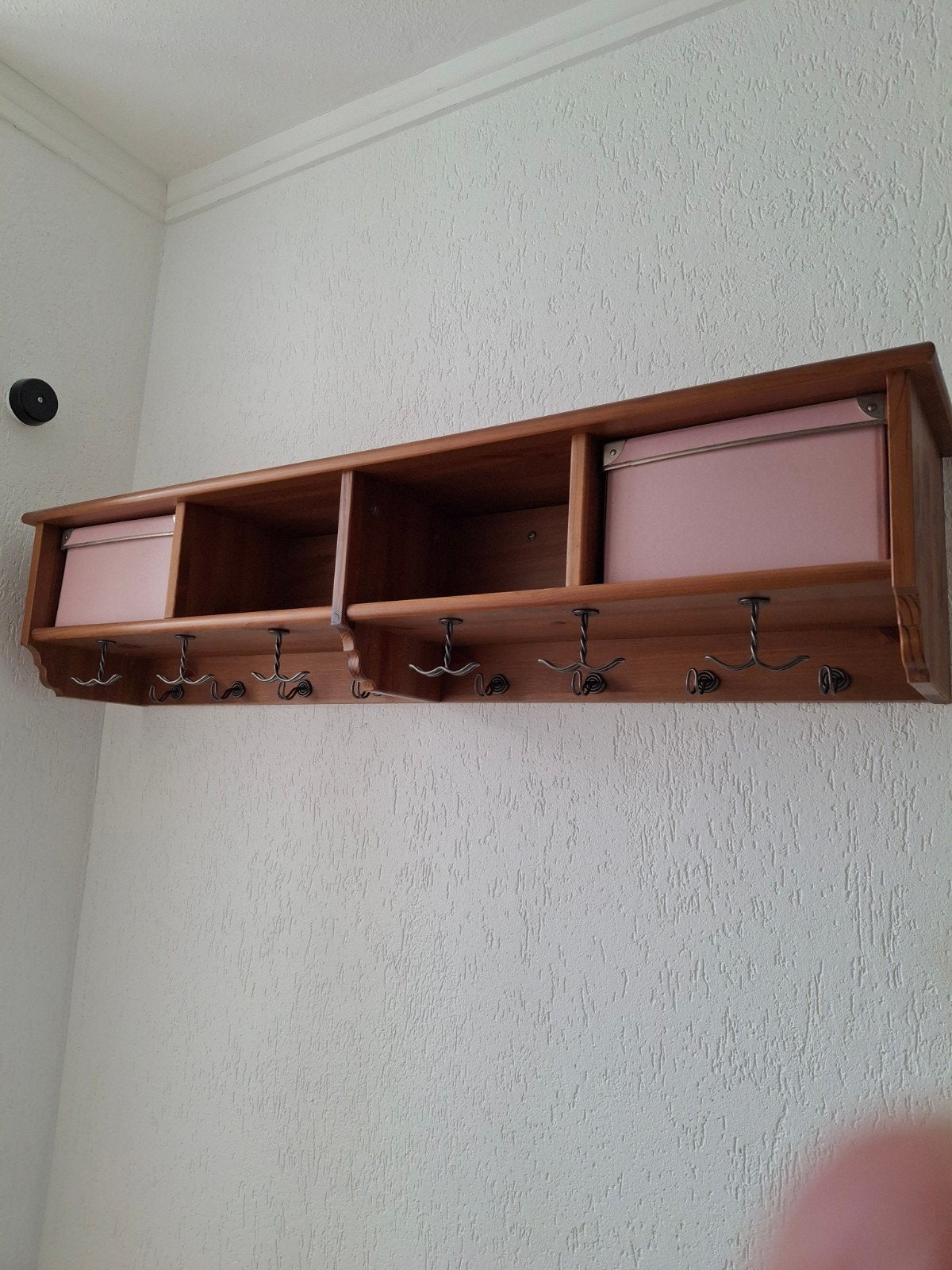 Houten wandkapstok met opbergvakken en haken, Gebruikt, Minder dan 100 cm, Hout, Ophalen
