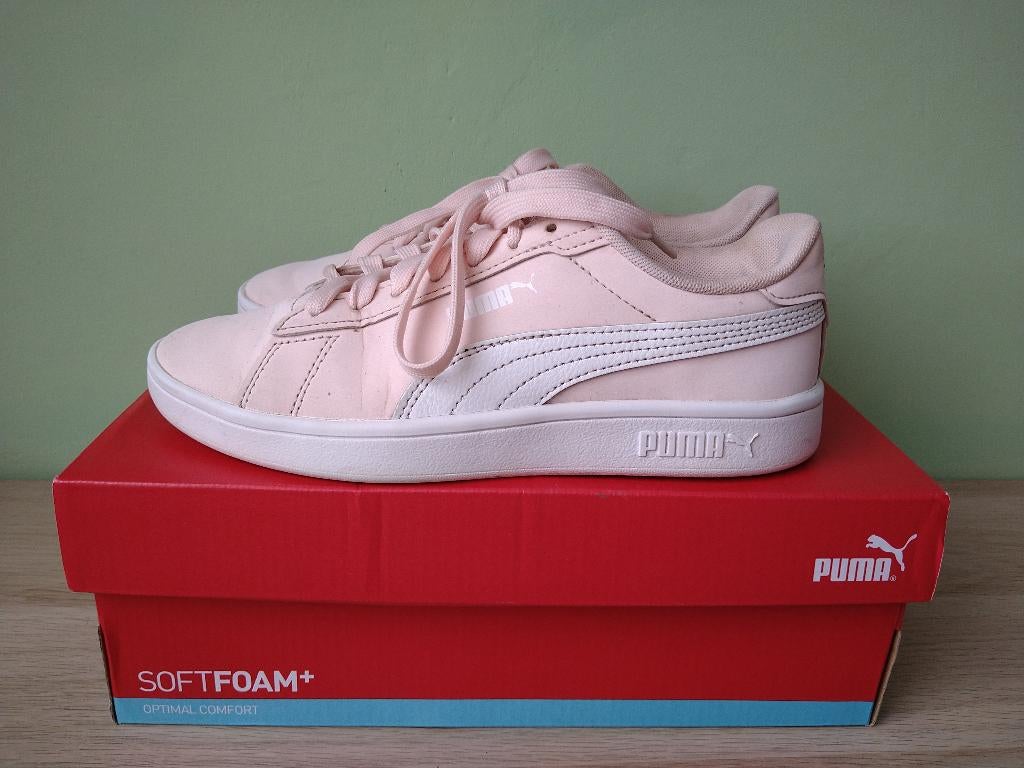 Puma Smash 3.0 Buck jr sneakers 35.5 22 cm Roze / wit, Meisje, Puma, Schoenen, Ophalen of Verzenden