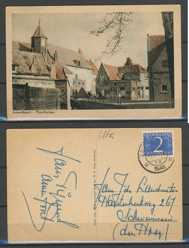 Amersfoort 1948 Muurhuizen Ansichtkaart m-151 jdu, Verzenden, 1940 tot 1960, Gelopen, Utrecht