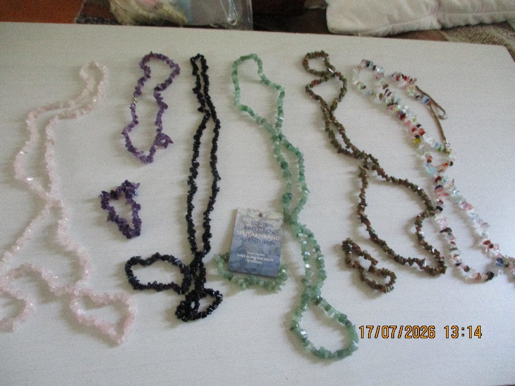 kettingen edelsteen split kralen 5 met armband., Ophalen of Verzenden, Zo goed als nieuw, Steen of Mineraal, Met edelsteen