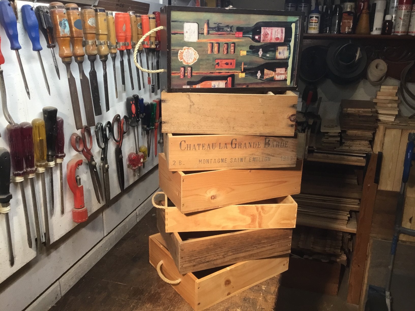 Kistje.  6 x WIJN kistjes Voor €6, Ophalen of Verzenden, Zo goed als nieuw, Minder dan 50 cm