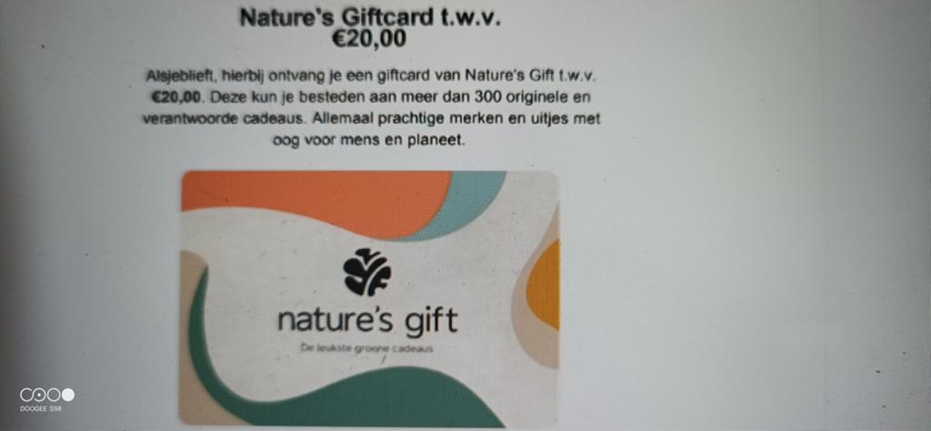 Nature's gift card, Eén persoon, Cadeaubon