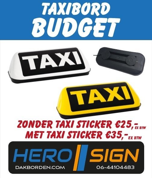 taxibord / taxi daklicht / dakbord / daklicht / taxi bord, Ophalen of Verzenden, Nieuw