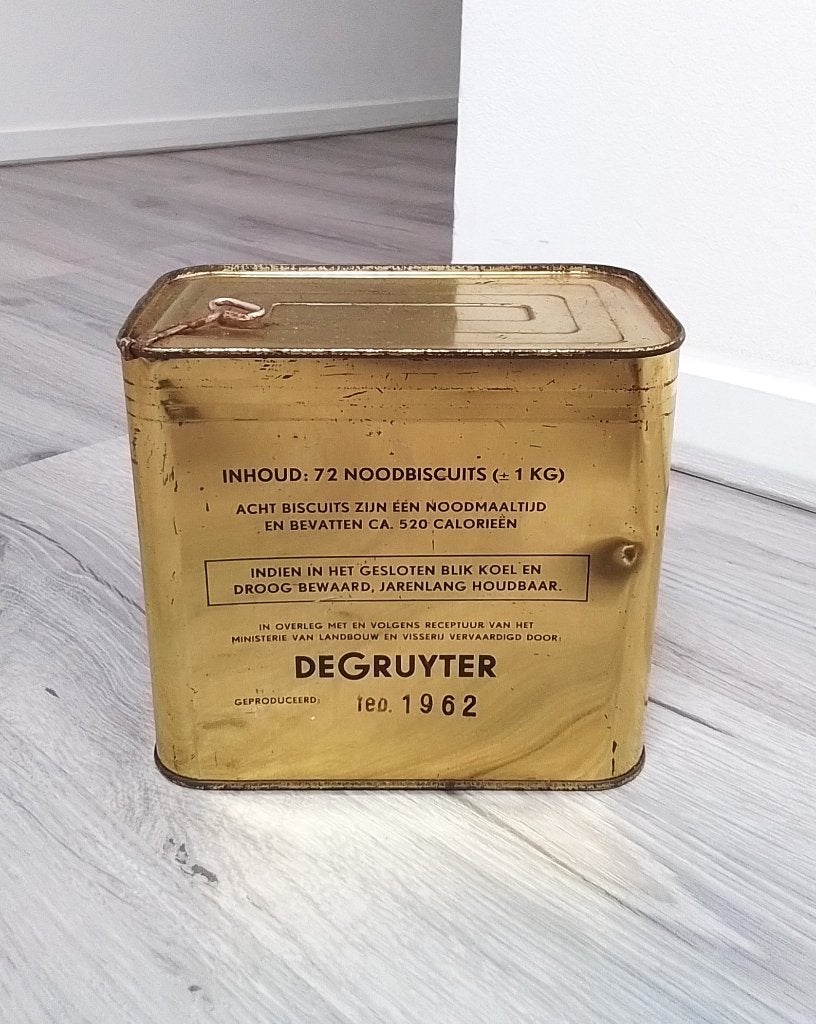 de gruyter noodbiscuit blik 1962 (2), Verzenden, Gebruikt, Overige
