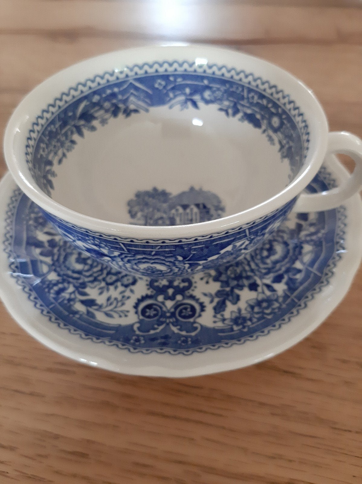 Villeroy & Boch Melitta theekop en schotel, blauw wit, Ophalen of Verzenden