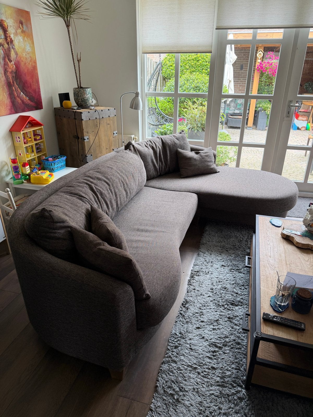 Goossens Loungebank + Loveseat - 280cm bank, 180cm lounge, Huis en Inrichting, Ophalen, 250 tot 300 cm, Gebruikt, Hoekbank
