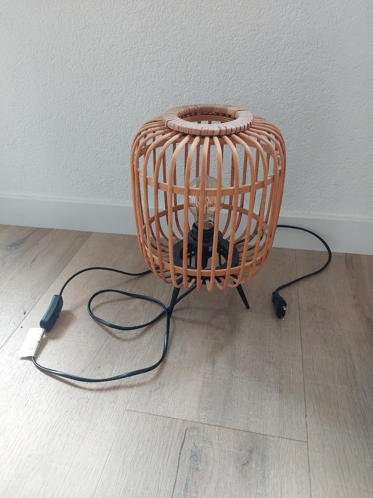 Kwantum Tafellamp Bia Zwart Naturel - Rotan, Gebruikt, Ophalen of Verzenden, Bohemian, Scandinavisch, Modern, Minder dan 50 cm