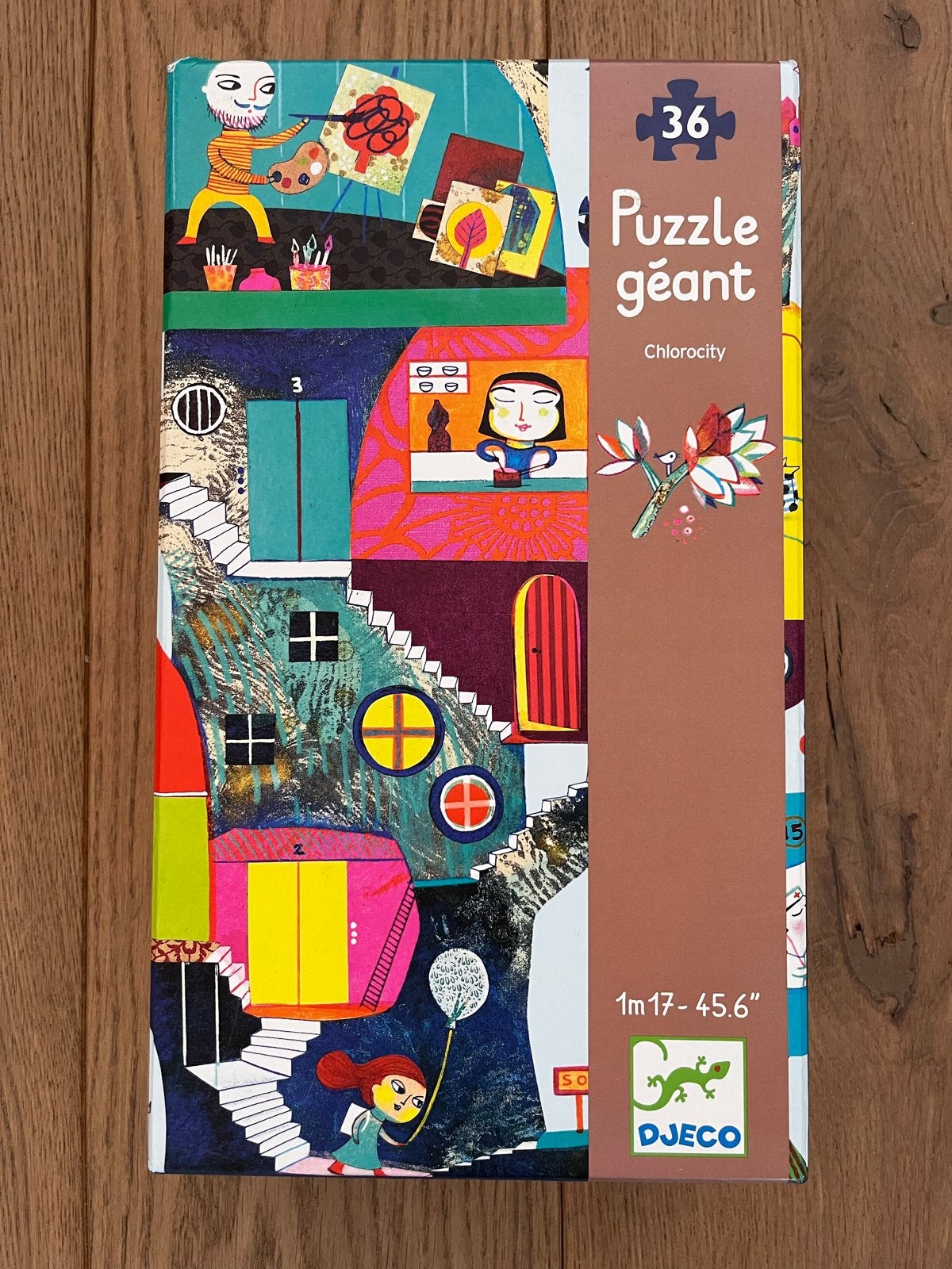 Twee complete puzzels: Djeco Chlorocity en Crocodile Creek J, Kinderen en Baby's, Ophalen of Verzenden, 10 tot 50 stukjes, Gebruikt