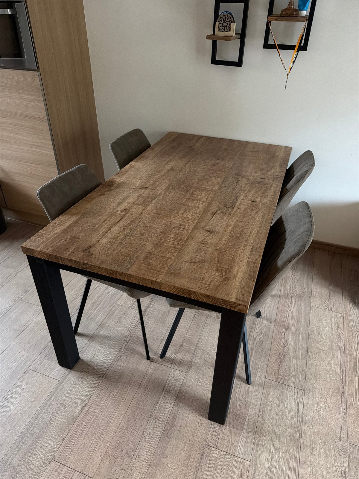 Luxe Eetkamertafel met 4 Stoelen - 160x90cm, Ophalen, 50 tot 100 cm, Zo goed als nieuw, 150 tot 200 cm