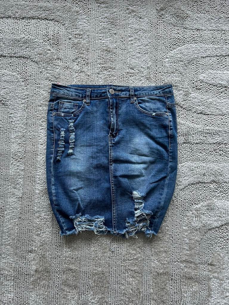 GIRL VIVI Denim Rok - spijkerrok met scheuren, Kleding | Dames, Blauw, Ophalen of Verzenden, Zo goed als nieuw, Maat 36 (S)