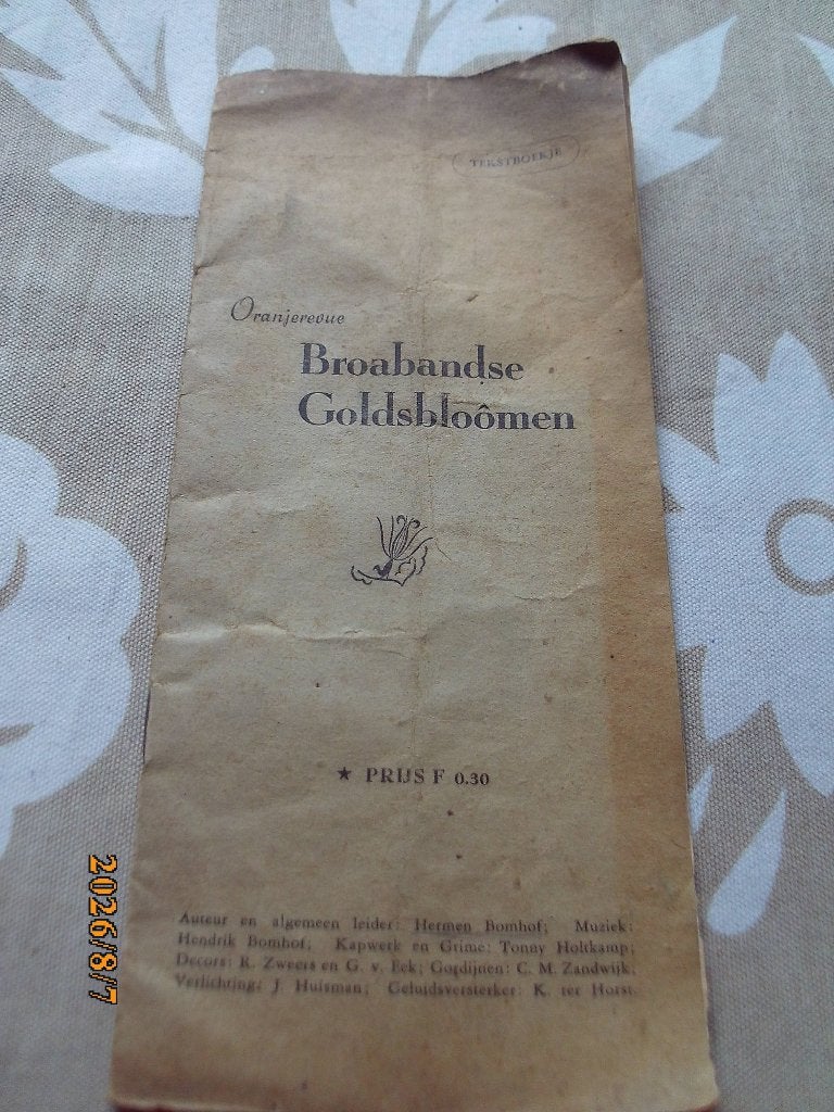 boekje Oranjerevue Broabandse Goldsbloomen Nijbroek Voorst, Ophalen of Verzenden