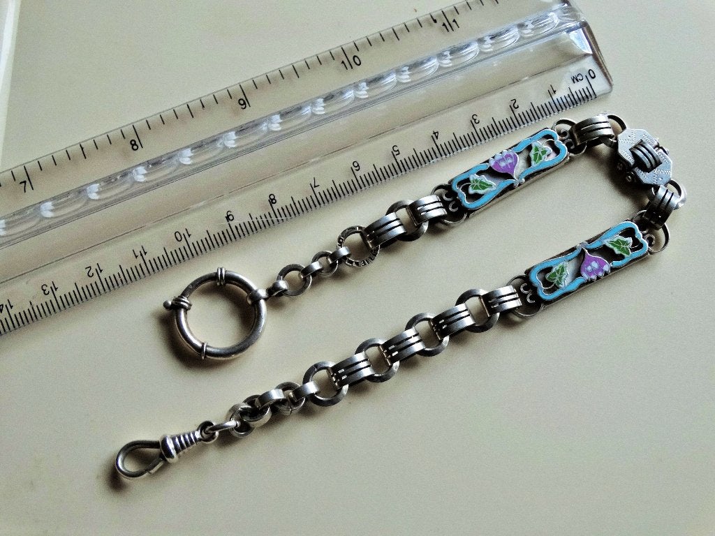 Horlogeketting met 2 emaille panelen, datering 1814 - 1893, Verzenden, Overige materialen, Ketting