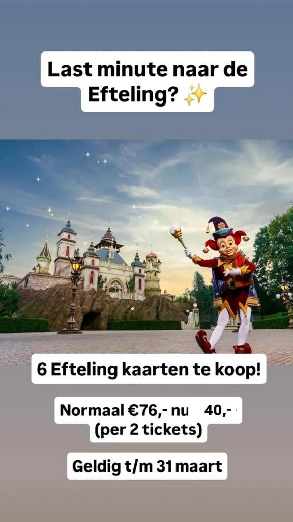 2 Efteling kaarten, Twee personen, Ticket of Toegangskaart