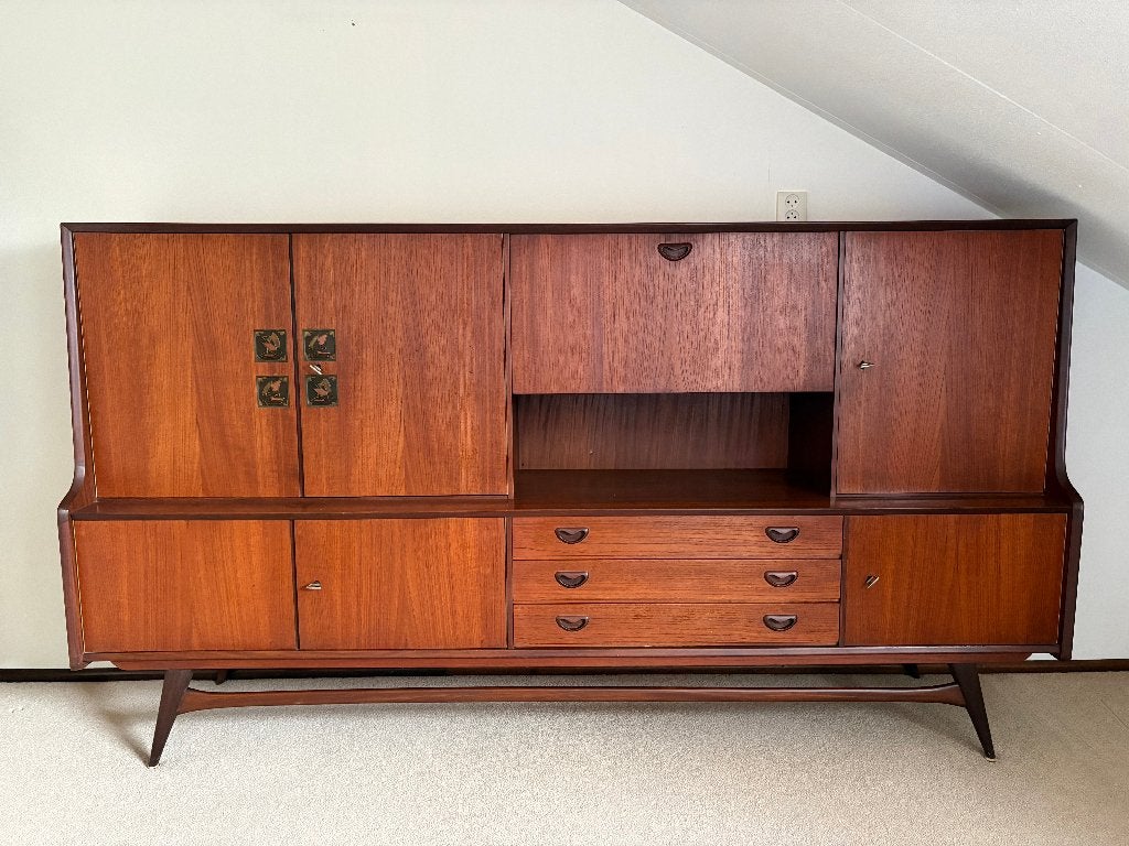 Teak wandmeubel - Louis van Teeffelen - Dutch Design, Ophalen, Gebruikt, 100 tot 150 cm, Teakhout