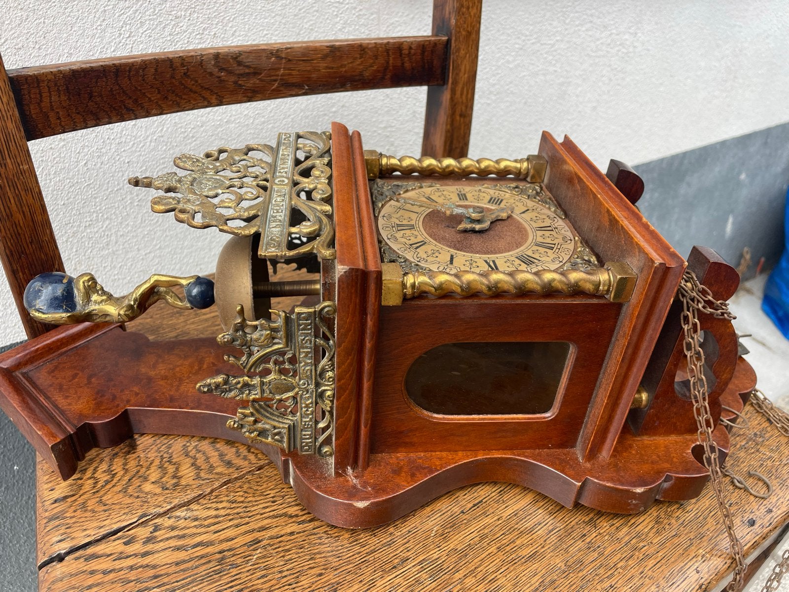 Antieke zaanse Staartklok - Prachtig Houten Design, Ophalen of Verzenden