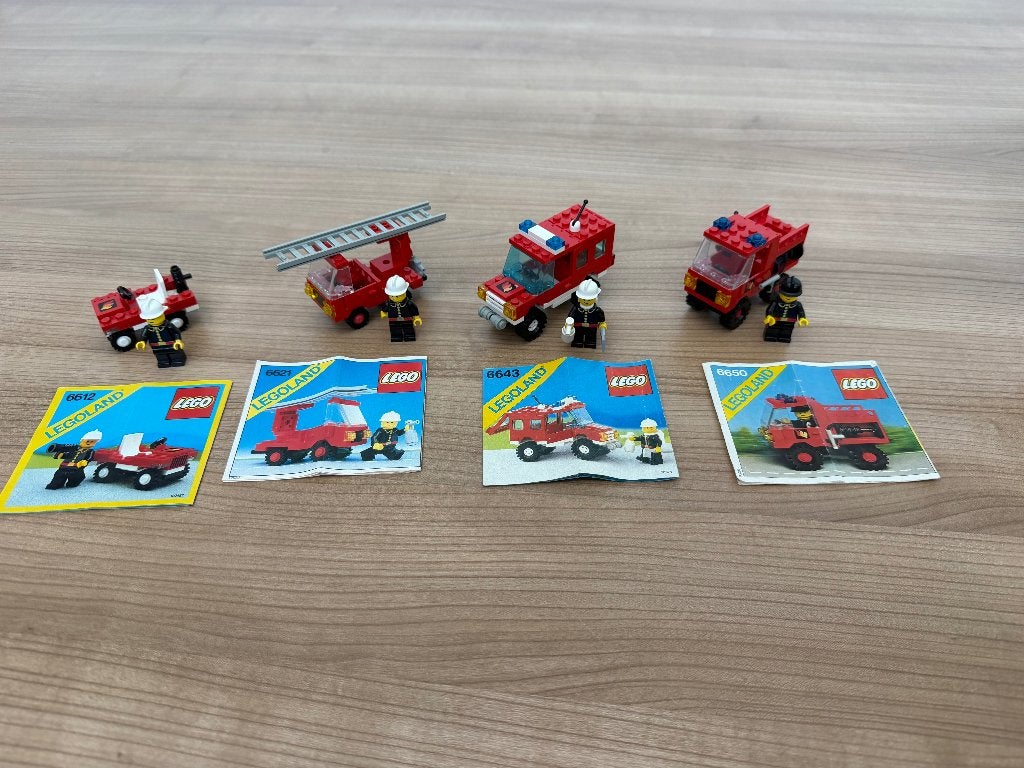 4 Lego Brandweer sets 6612 6621 6643 6650 uit 1981 - 1988, Overige thema's, Lego, Ophalen of Verzenden, Complete set