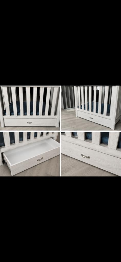 Grijze box met lade en matras -, Ophalen, Gebruikt, Minder dan 140 cm, Matras